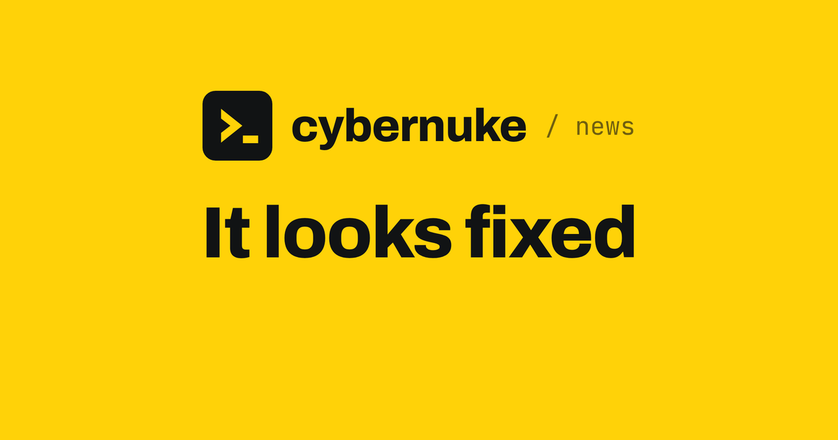 It looks fixed